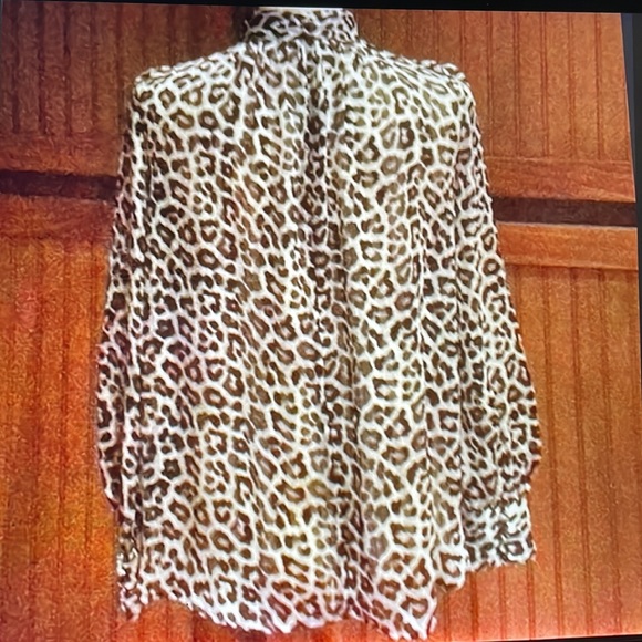 #081, H & M, size S, animal print, long sleeve blouse - Picture 2 of 3